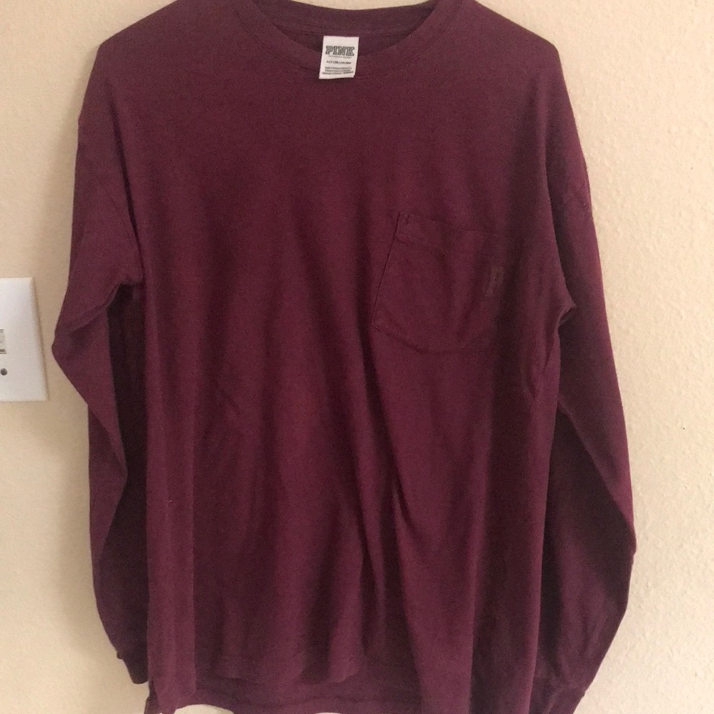 VS PINK maroon long sleeve dog shirt